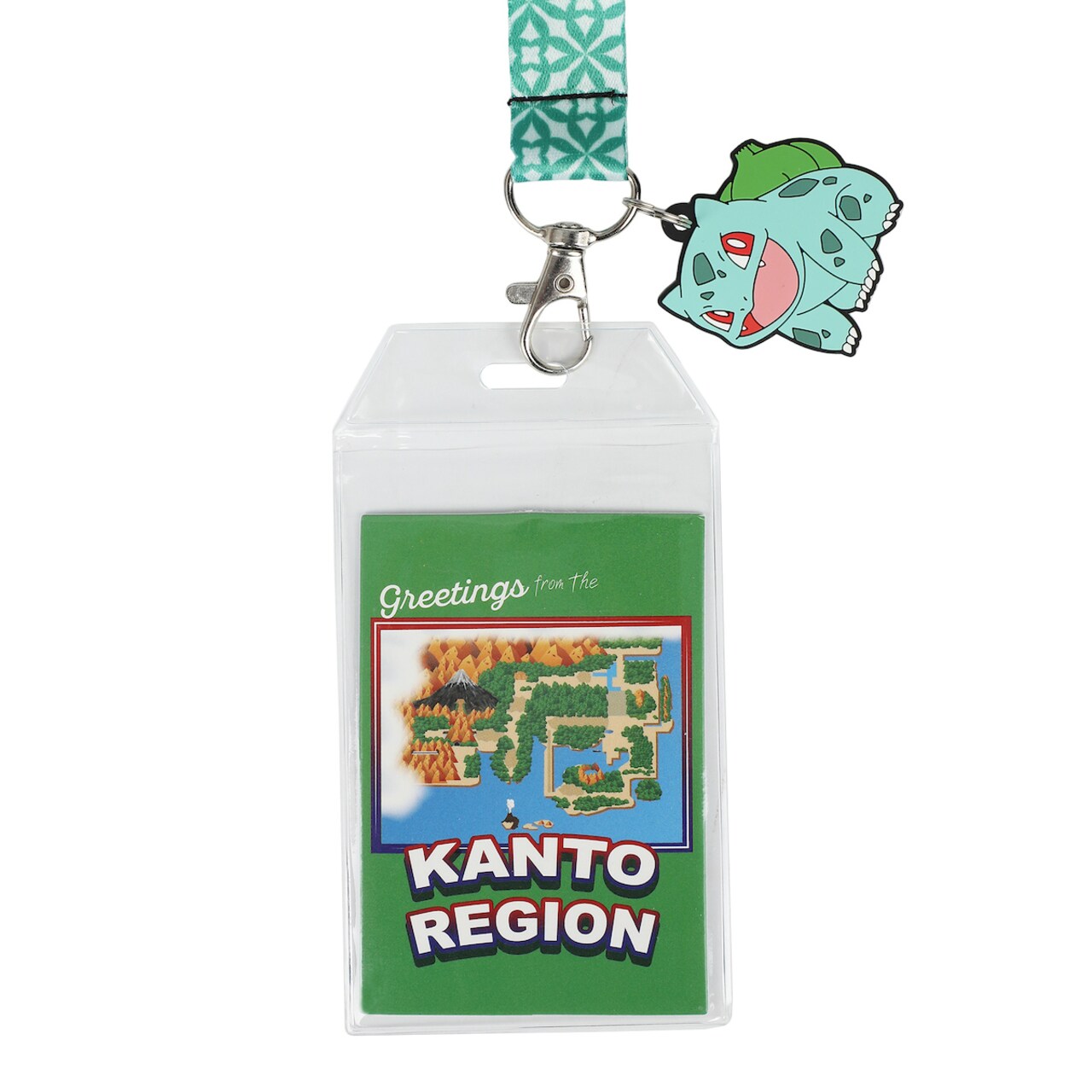 Pokemon Bulbasaur Green Kanto Region Lanyard With Rubber Charm And ID Sleeve